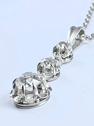 Collier Pendentif 1900-1930 - Diamants sur chaîne en or 18K 58 Facettes AB119