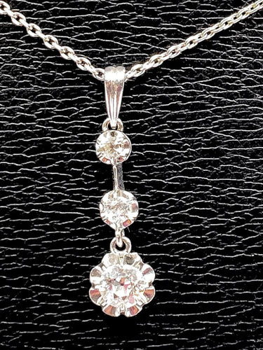 Collier Pendentif 1900-1930 - Diamants sur chaîne en or 18K 58 Facettes AB119