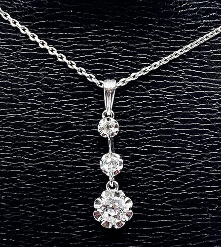 Collier Pendentif 1900-1930 - Diamants sur chaîne en or 18K 58 Facettes AB119