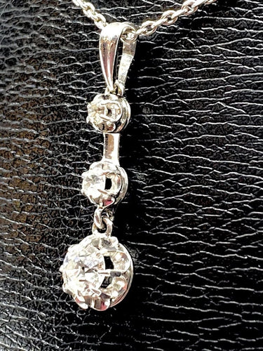 Collier Pendentif 1900-1930 - Diamants sur chaîne en or 18K 58 Facettes AB119