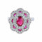 Bague 51 Bague style 1900 en or blanc 18K, rubis et diamants 58 Facettes AB218