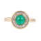 Bague 52 Bague marguerite émeraude cabochon et diamants en or jaune 18 ct 58 Facettes 1
