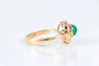 Bague 52 Bague marguerite émeraude cabochon et diamants en or jaune 18 ct 58 Facettes 1