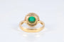 Bague 52 Bague marguerite émeraude cabochon et diamants en or jaune 18 ct 58 Facettes 1