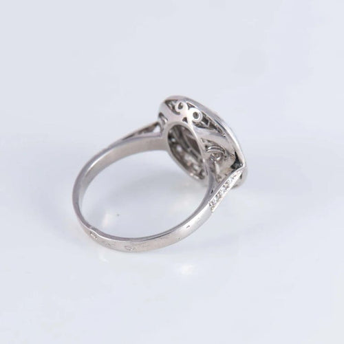 Bague 57 Bague style Art déco en or blanc 18 ct, diamants et saphirs 58 Facettes AB140