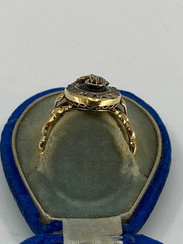 Bague 54 Bague marquise en or jaune 18 ct, émail bleu et diamants 58 Facettes AB17