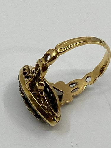Bague 54 Bague marquise en or jaune 18 ct, émail bleu et diamants 58 Facettes AB17