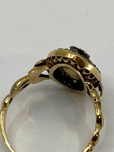 Bague 54 Bague marquise en or jaune 18 ct, émail bleu et diamants 58 Facettes AB17
