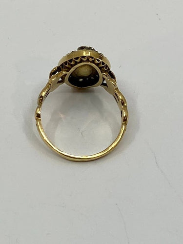 Bague 54 Bague marquise en or jaune 18 ct, émail bleu et diamants 58 Facettes AB17