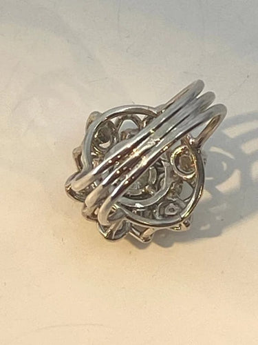 Bague 51 Bague fleur en platine sertie de diamants 58 Facettes AB29