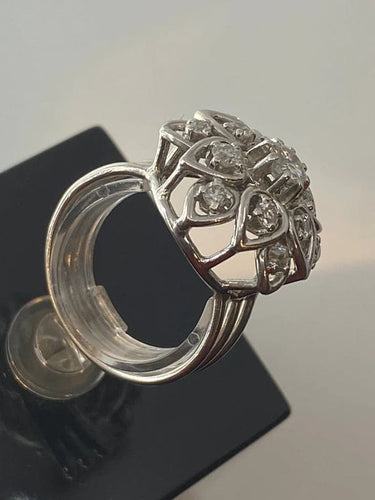 Bague 51 Bague fleur en platine sertie de diamants 58 Facettes AB29