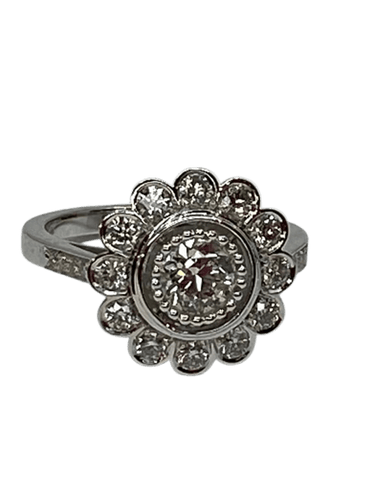 Bague 52 Bague marguerite de fiançailles en or 18 ct et diamants 58 Facettes AB47