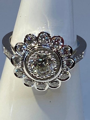 Bague 52 Bague marguerite de fiançailles en or 18 ct et diamants 58 Facettes AB47