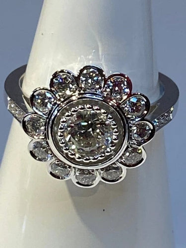 Bague 52 Bague marguerite de fiançailles en or 18 ct et diamants 58 Facettes AB47