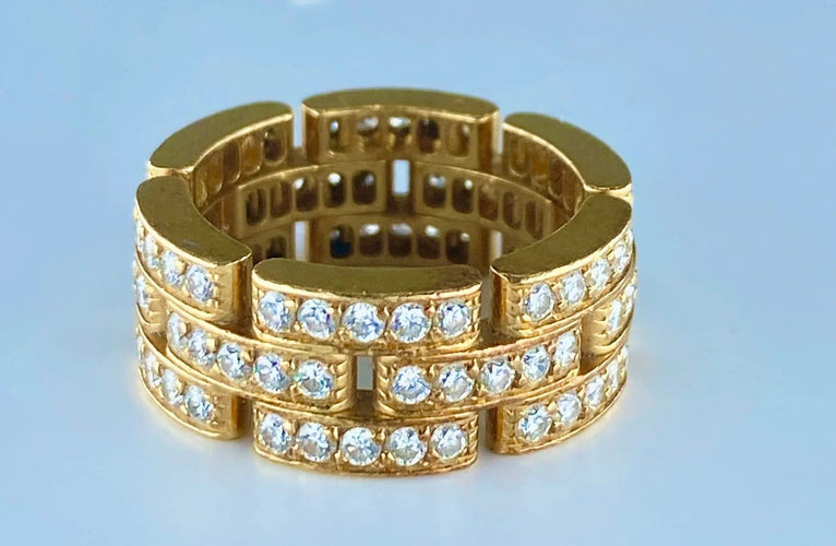 Bague 49 Cartier - Bague Maillons Panthère en or jaune et diamants 58 Facettes AB78