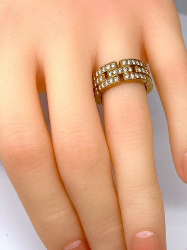 Bague 49 Cartier - Bague Maillons Panthère en or jaune et diamants 58 Facettes AB78