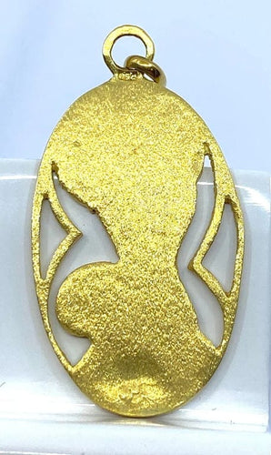 Pendentif Médaille Vierge et Jésus en or jaune 18 carats 58 Facettes AB97