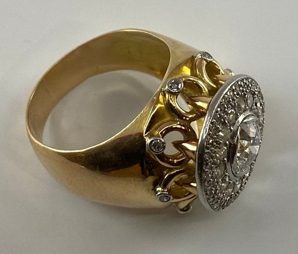Bague 58 Bague vintage 1960 en or jaune 18 carats, platine et diamants 58 Facettes AB12