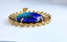 Pendentif H. Marty Limoges - Pendentif Soleil en or 18 carats et émail bleu 58 Facettes AB114