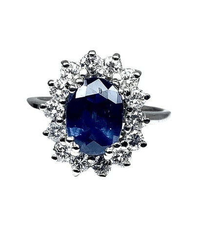 Bague 51 Bague marguerite saphir et diamants en or jaune 18 carats 58 Facettes AB152