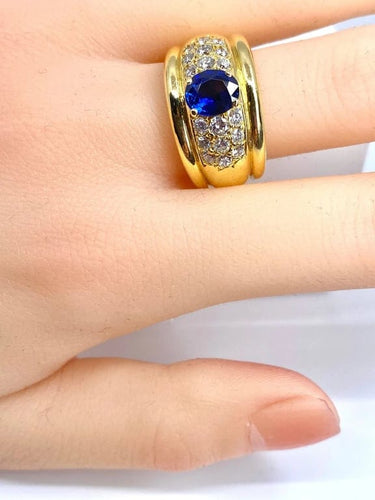 Bague 57 Bague jonc en or 18 carats avec saphir et diamants 58 Facettes AB148