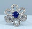 Bague 51 Bague fleur en or jaune 18 carats saphir et diamants 58 Facettes AB156