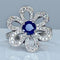 Bague 51 Bague fleur en or jaune 18 carats saphir et diamants 58 Facettes AB156