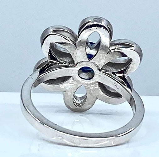 Bague 51 Bague fleur en or 18 carats, saphir et diamants 58 Facettes AB156
