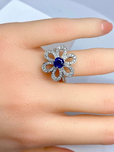 Bague 51 Bague fleur en or 18 carats, saphir et diamants 58 Facettes AB156