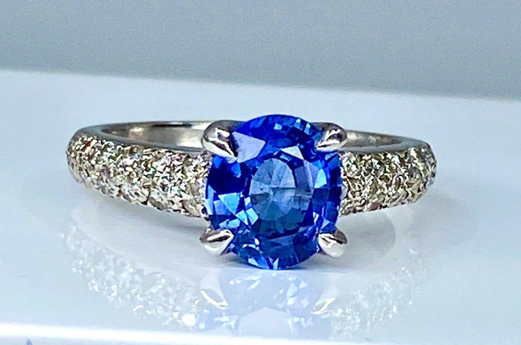 Bague 53 Bague jonc en or 18 carats, saphir et diamants 58 Facettes AB151