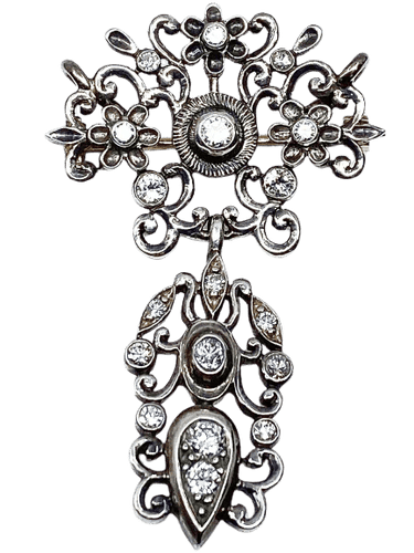 Pendentif Broche pendentif Napoléon III en or et argent sertie de diamants 58 Facettes AB171