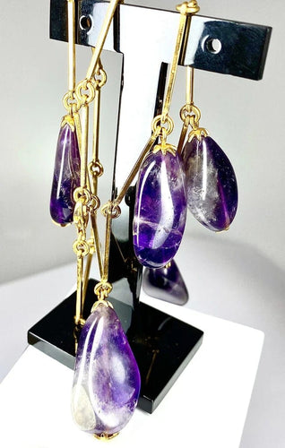 Boucles d'oreilles Parure - Collier et boucles d’oreilles en or 18 carats, améthystes 58 Facettes AB173
