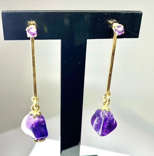 Boucles d'oreilles Parure - Collier et boucles d’oreilles en or 18 carats, améthystes 58 Facettes AB173