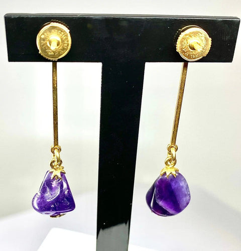 Boucles d'oreilles Parure - Collier et boucles d’oreilles en or 18 carats, améthystes 58 Facettes AB173