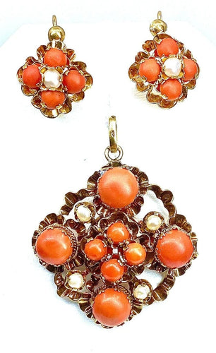 Boucles d'oreilles Napoléon III - Parure pendentif et boucles d’oreilles en or 18 carats 58 Facettes AB185