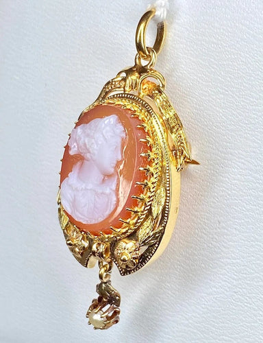 Pendentif Broche pendentif camée en or 18 carats 58 Facettes AB188