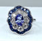 Bague 51 Bague marguerite en or blanc 18 carats, saphirs et diamants 58 Facettes AB214