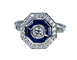 Bague 54 Bague octogonale en or blanc 18 carats, saphirs et diamants 58 Facettes AB220