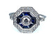 Bague 54 Bague octogonale en or blanc 18 carats, saphirs et diamants 58 Facettes AB220