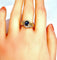 Bague 56 Bague en or jaune 18 carats avec saphir et diamants 58 Facettes AB230