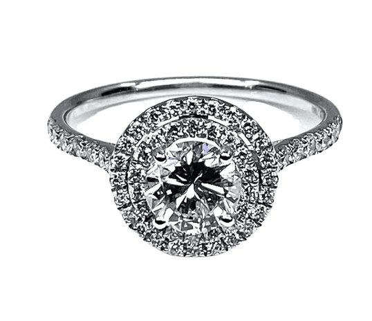 Bague 52 Bague en or blanc 18 carats avec diamants couleur G 58 Facettes AB254