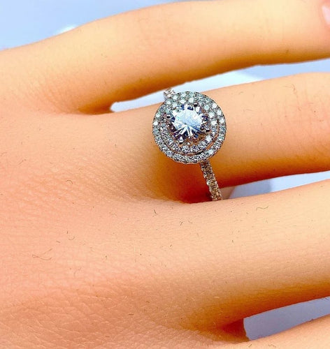 Bague 52 Bague en or blanc 18 carats avec diamants couleur G 58 Facettes AB254