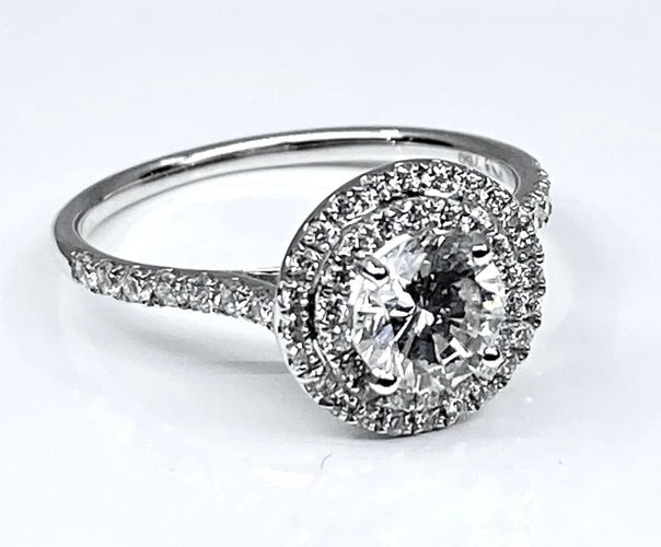 Bague 52 Bague en or blanc 18 carats avec diamants couleur G 58 Facettes AB254