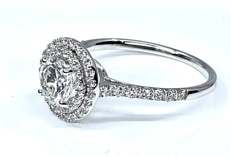 Bague 52 Bague en or blanc 18 carats avec diamants couleur G 58 Facettes AB254
