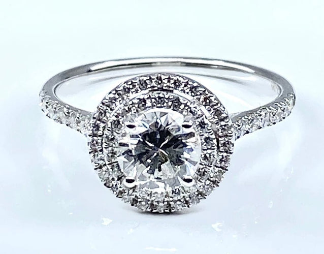 Bague 52 Bague en or blanc 18 carats avec diamants couleur G 58 Facettes AB254