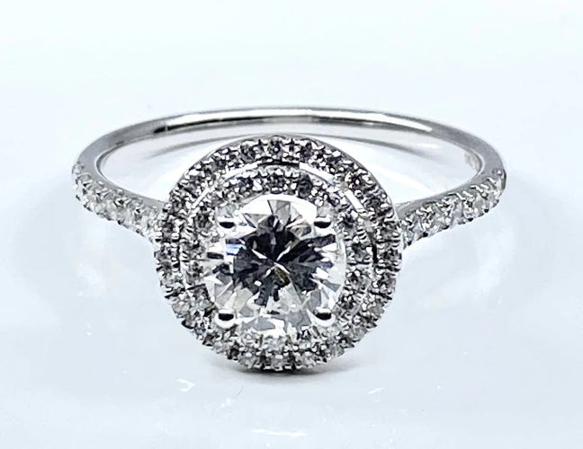 Bague 52 Bague en or blanc 18 carats avec diamants couleur G 58 Facettes AB254
