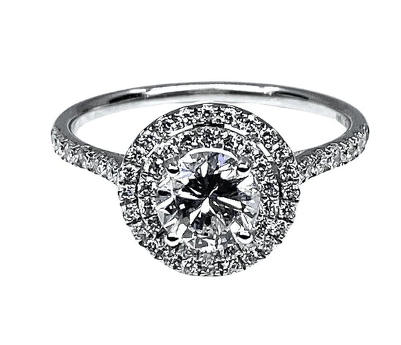 Bague 52 Bague en or blanc 18 carats avec diamants couleur G 58 Facettes AB254