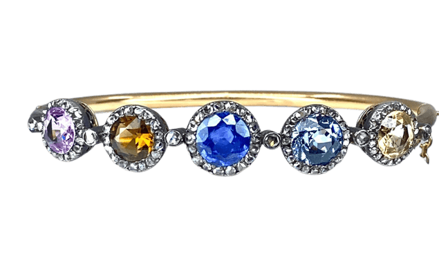Bracelet Bracelet jonc ouvrant Napoléon III en or 18 carats, diamants et pierres 58 Facettes AB272