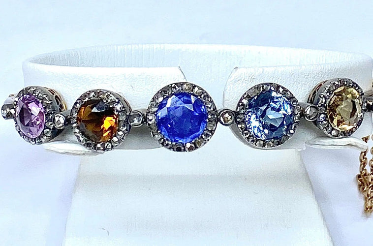 Bracelet Bracelet jonc Napoléon III en or 18 carats et multipierres 58 Facettes AB272