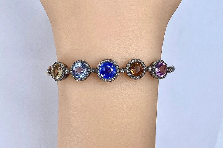 Bracelet Bracelet jonc Napoléon III en or 18 carats et multipierres 58 Facettes AB272